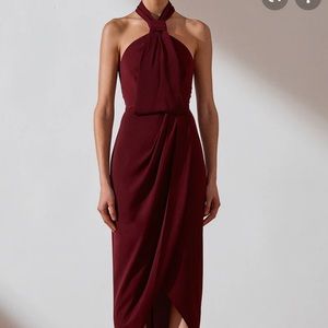 SHONAJOY CORE KNOT DRAPED DRESS (burgundy)